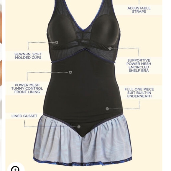 Swimsuit- new, one piece, flattering design, adjustable strap, tummy control - Picture 8 of 8